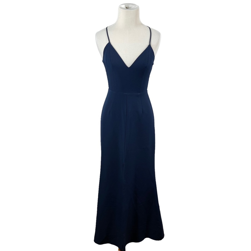 Lovers + Friends Navy Blue Helena Maxi Lace Slit Gown - Picture 5 of 10